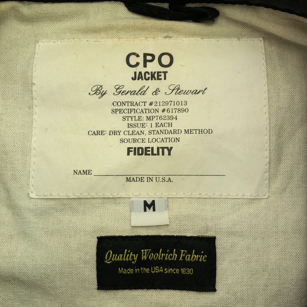 FIDELITY / フィデリティ チェック ウール CPO ジャケット