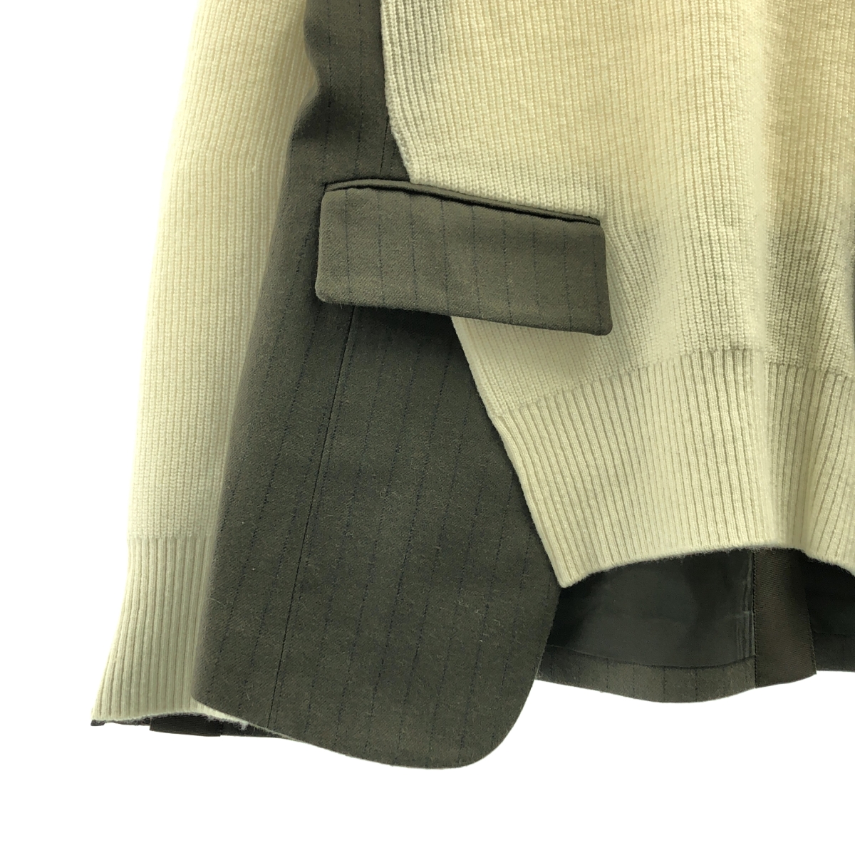 sacai / サカイ chalk stripe knit pullover / 異素材 ドッキング ニット プルオーバー