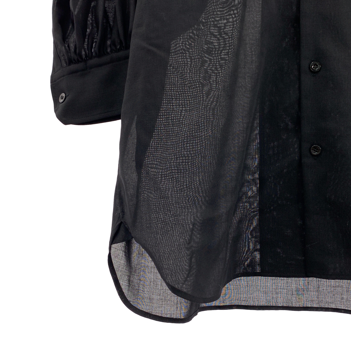 HYKE / ハイク ロゴボタン ボリュームスリーブ オープンカラー シャツ ブラウス