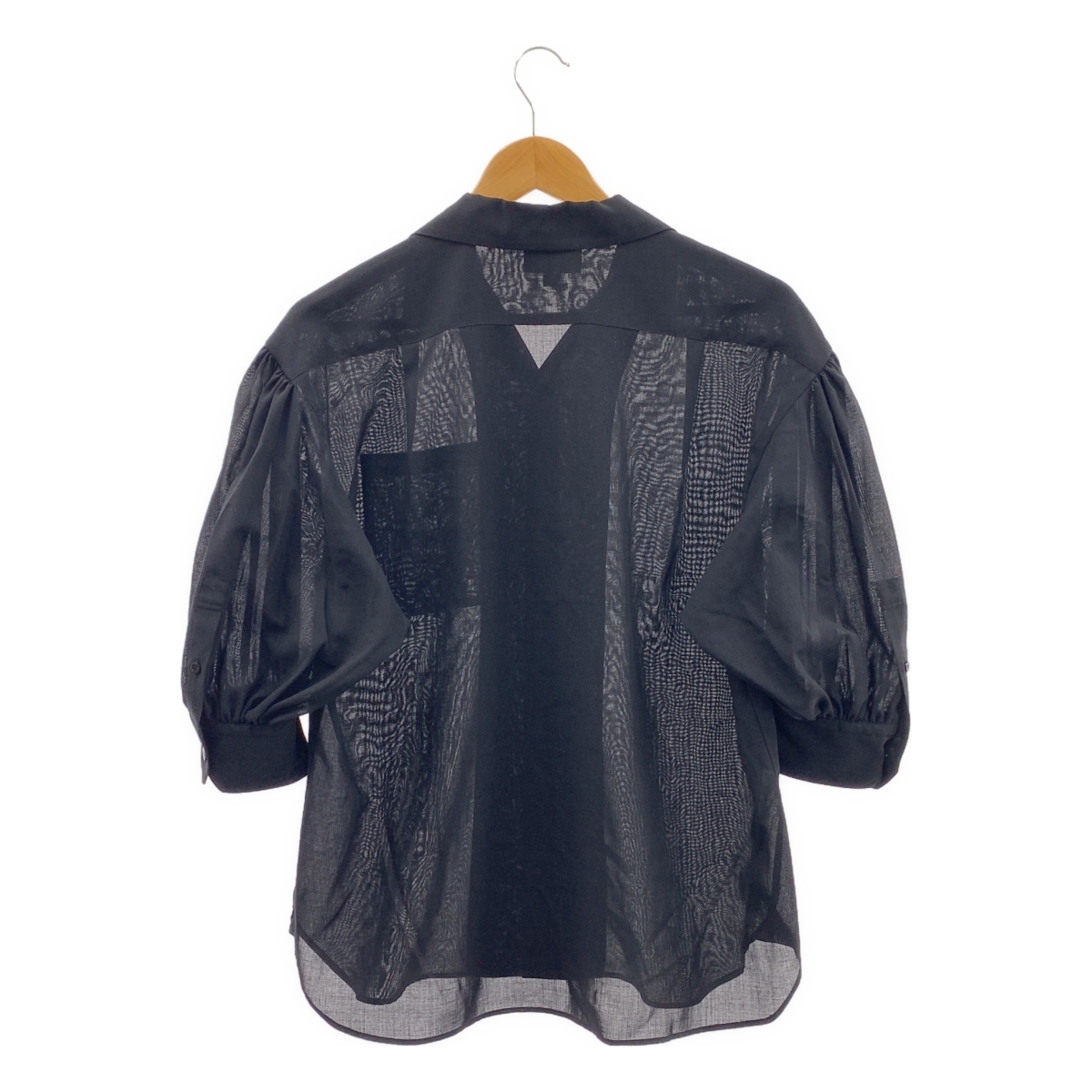 HYKE / ハイク ロゴボタン ボリュームスリーブ オープンカラー シャツ ブラウス