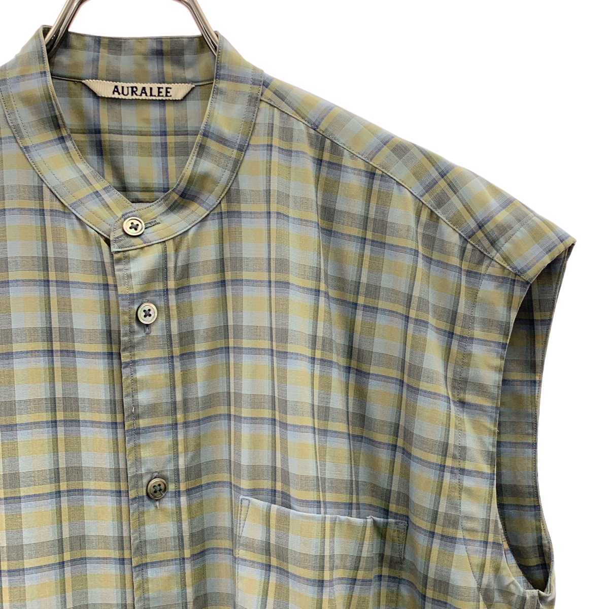 AURALEE / オーラリー SUPER LIGHT WOOL CHECK SLEEVELESS SHIRTS ノースリーブ チェック シャツ