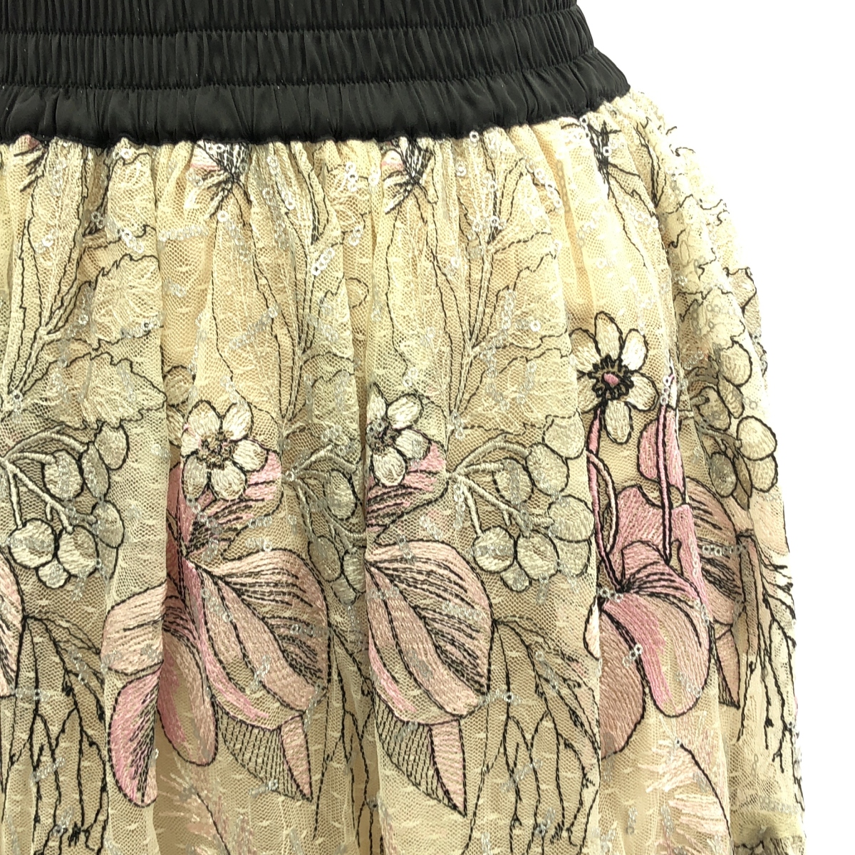その他 チュール 刺しゅう マキシスカート