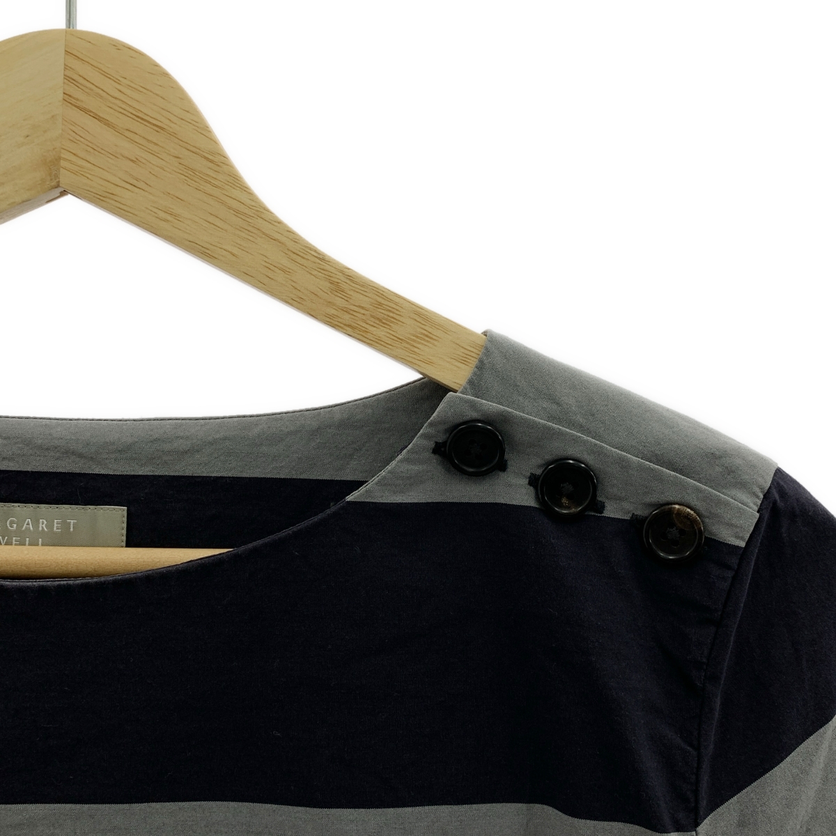 MARGARET HOWELL / マーガレットハウエル コットン ボーダー プルオーバー 半袖ブラウス