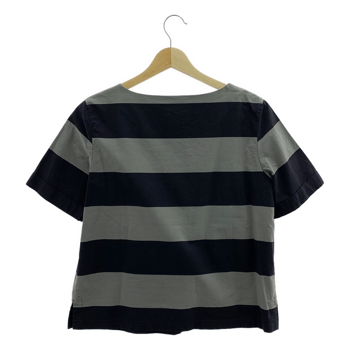 MARGARET HOWELL / マーガレットハウエル コットン ボーダー プルオーバー 半袖ブラウス