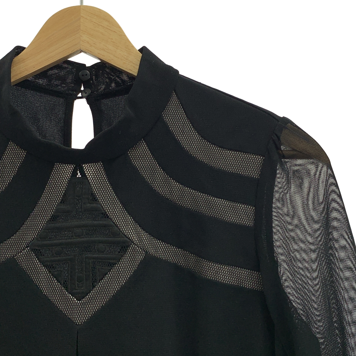 VIVIENNE TAM / ヴィヴィアンタム チュール スリーブ ハイネック カットソー ブラウス / 裏地付き