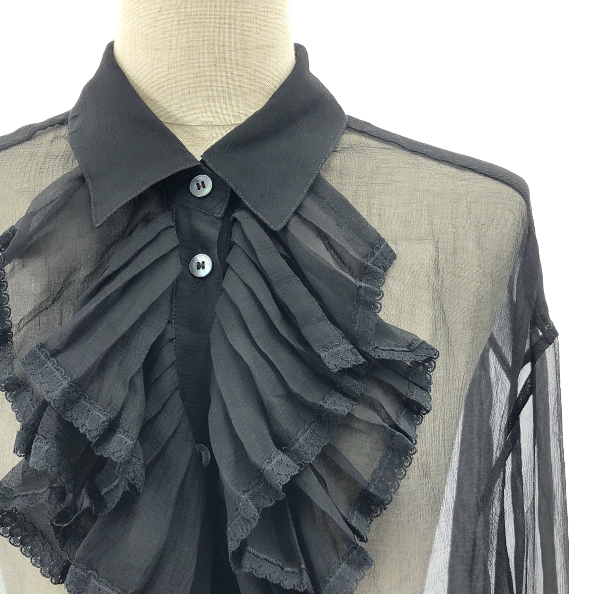 Maison Margiela / メゾンマルジェラ 白タグ シアー フリル ブラウス