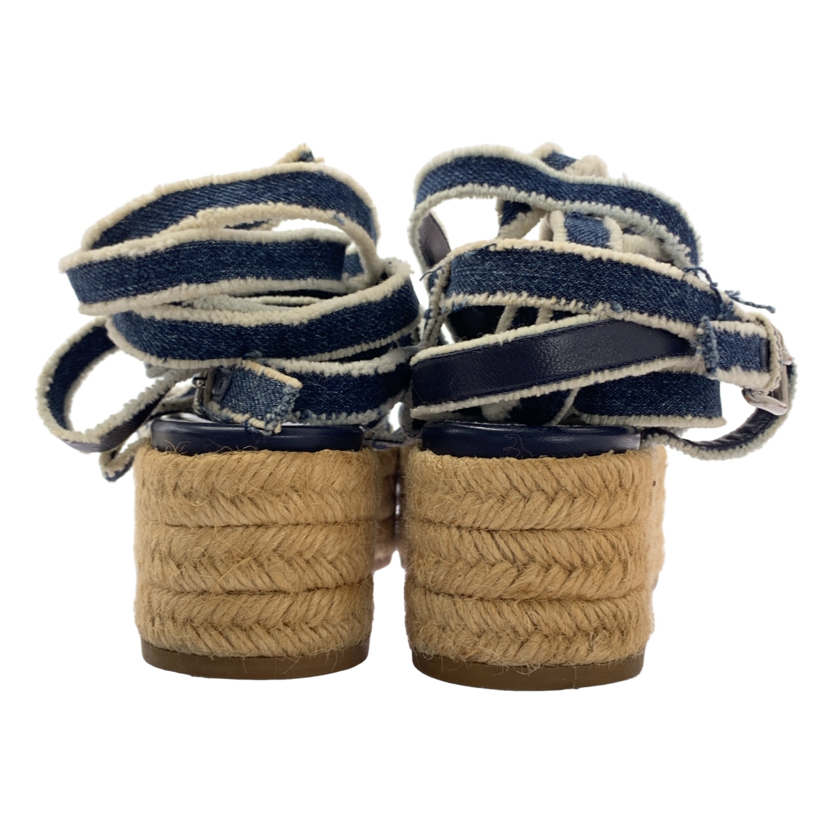 miu miu / ミュウミュウ デニム クロス ストラップ ウェッジソール サンダル
