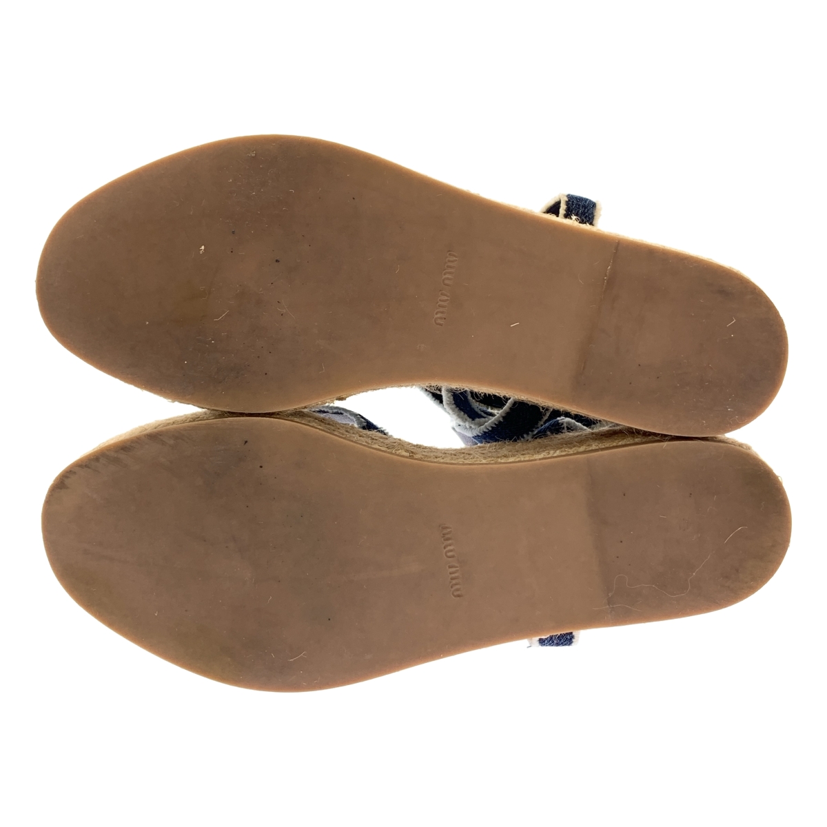 miu miu / ミュウミュウ デニム クロス ストラップ ウェッジソール サンダル