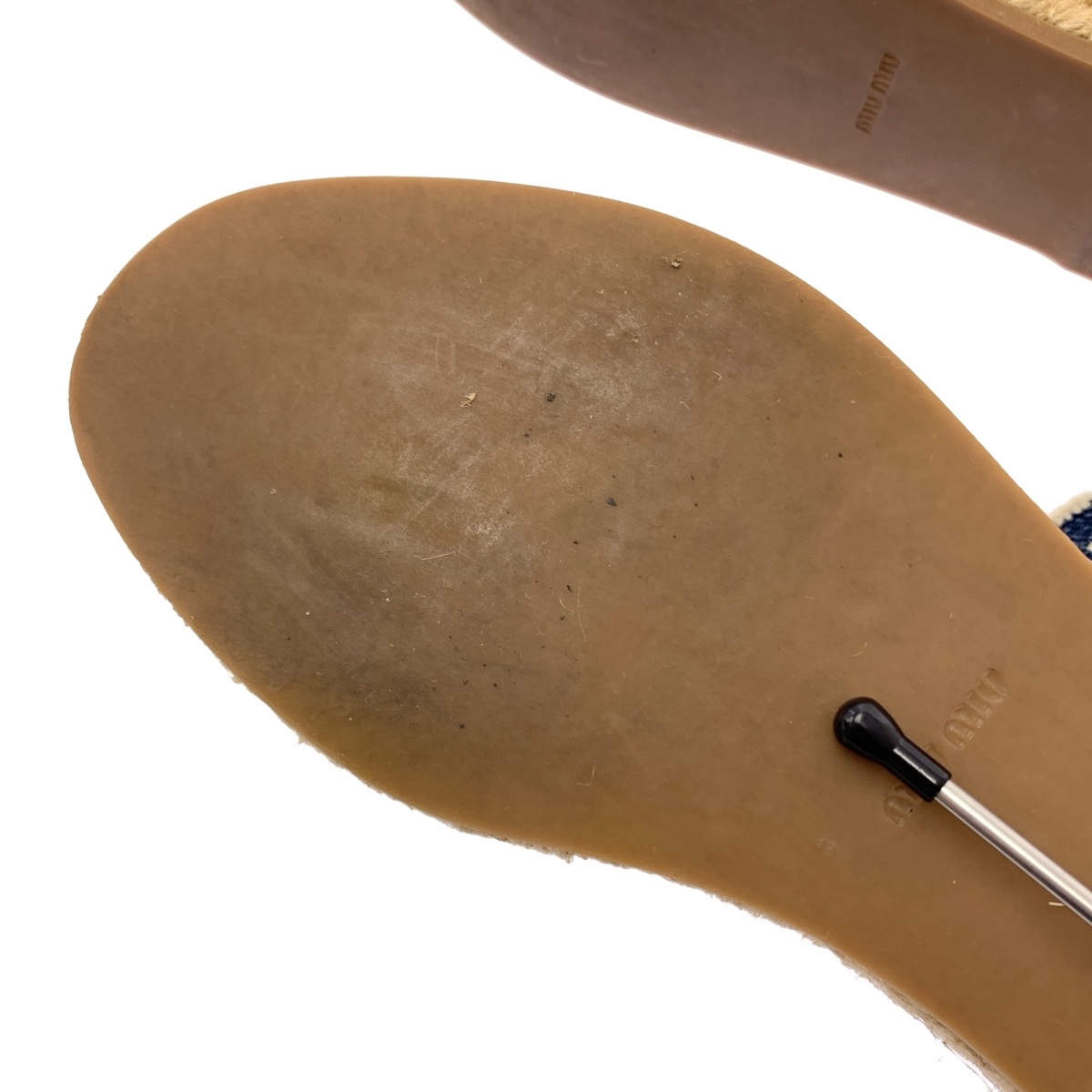 miu miu / ミュウミュウ デニム クロス ストラップ ウェッジソール サンダル