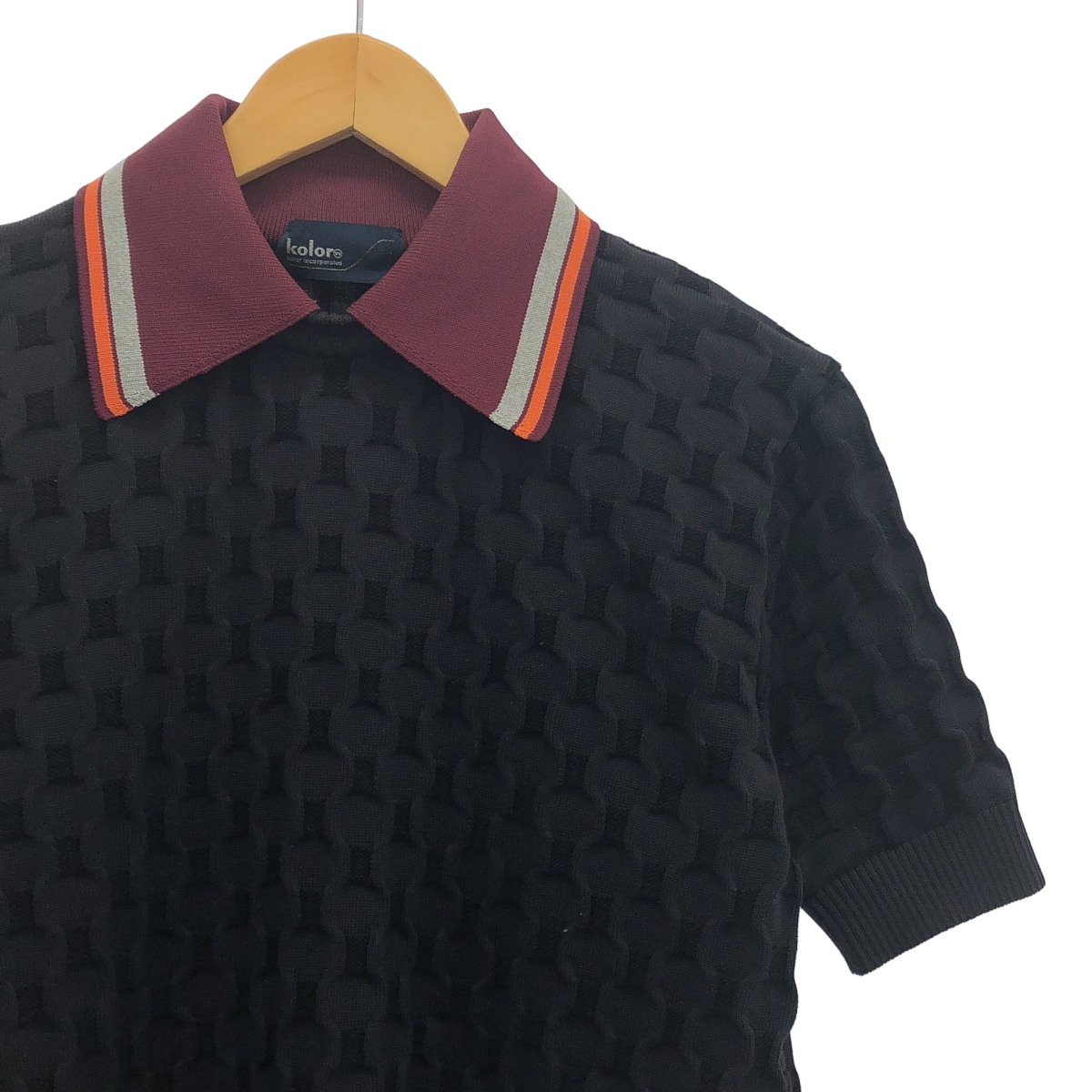 kolor / カラー エンボスチェック ニットポロシャツ
