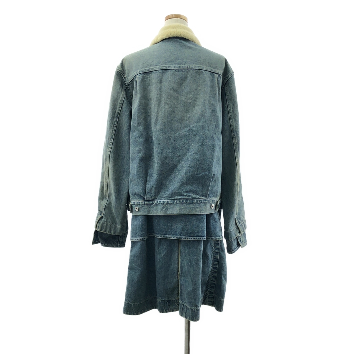 sacai / サカイ Denim Layerd Boa Jacket / デニム ドッキング ボアカラー オーバーコート