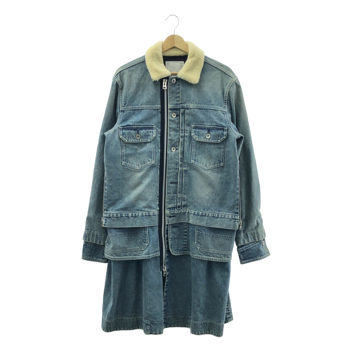 sacai / サカイ Denim Layerd Boa Jacket / デニム ドッキング ボアカラー オーバーコート