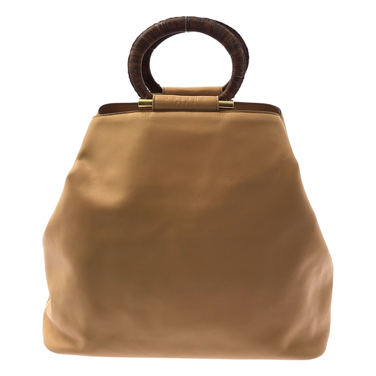 CELINE / セリーヌ ウッド サークルハンドル レザー トート バッグ