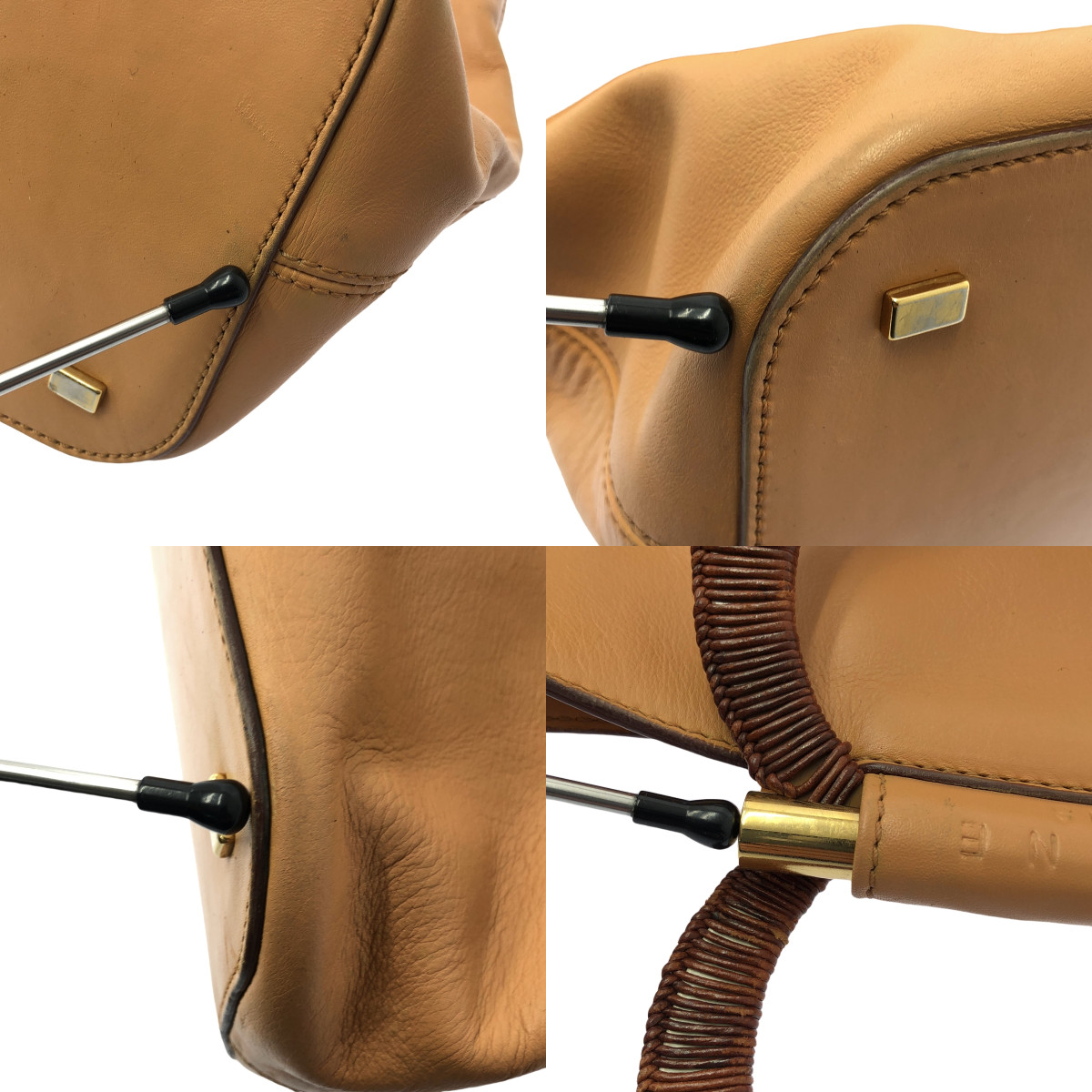 CELINE / セリーヌ ウッド サークルハンドル レザー トート バッグ