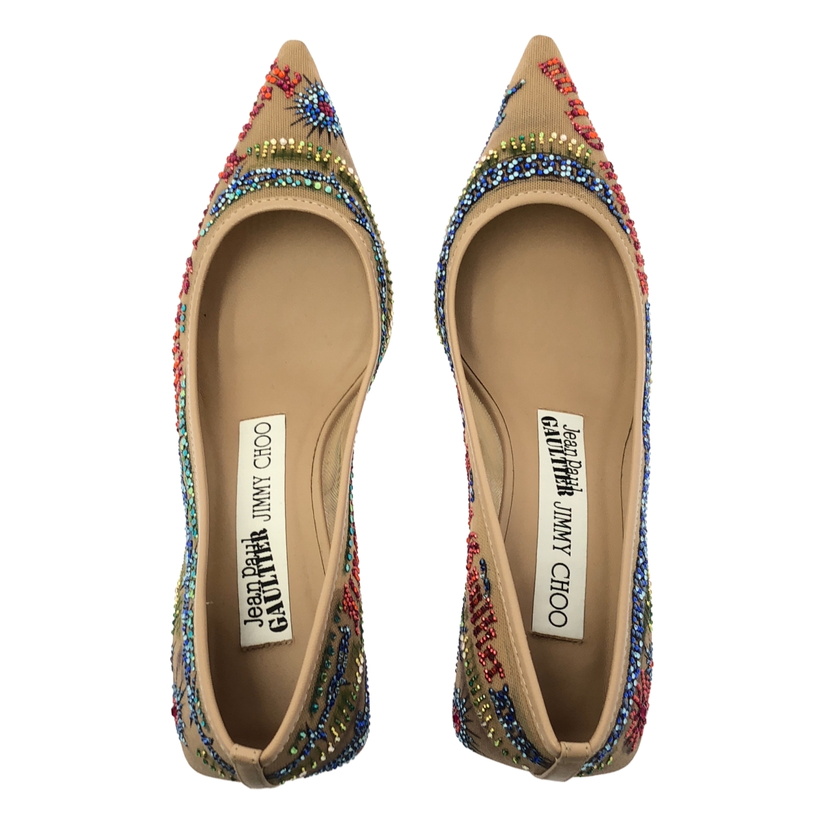 JeanPaulGAULTIER / ジャンポールゴルチェ × Jimmy Choo グリッター ロゴ ポインテッドトゥ パンプス