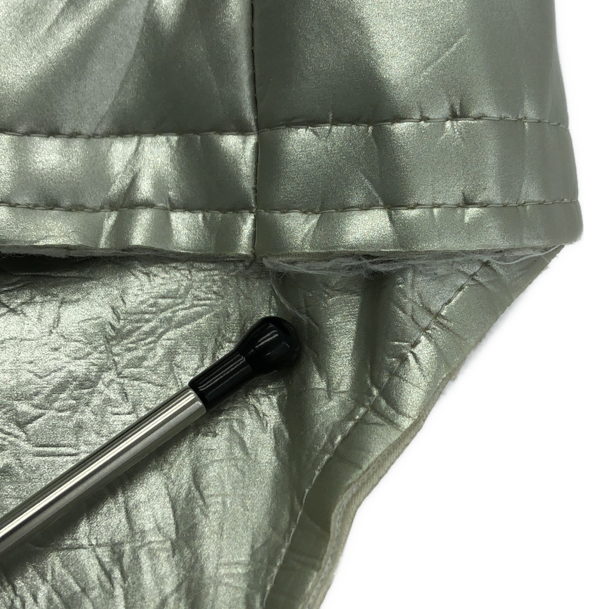 COMME des GARCONS / コムデギャルソン フェイクレザー メタリック 断ち切り プリーツ ワンピース