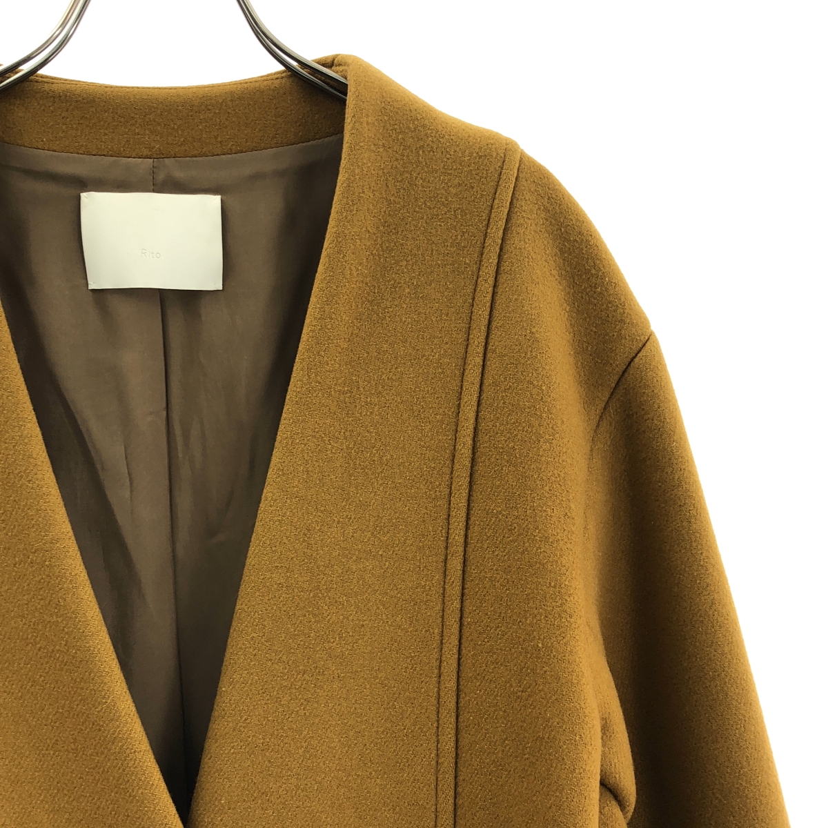 Rito / リト NO COLLAR COAT WITH DOUBLE POCKETS ウール ノーカラーコート