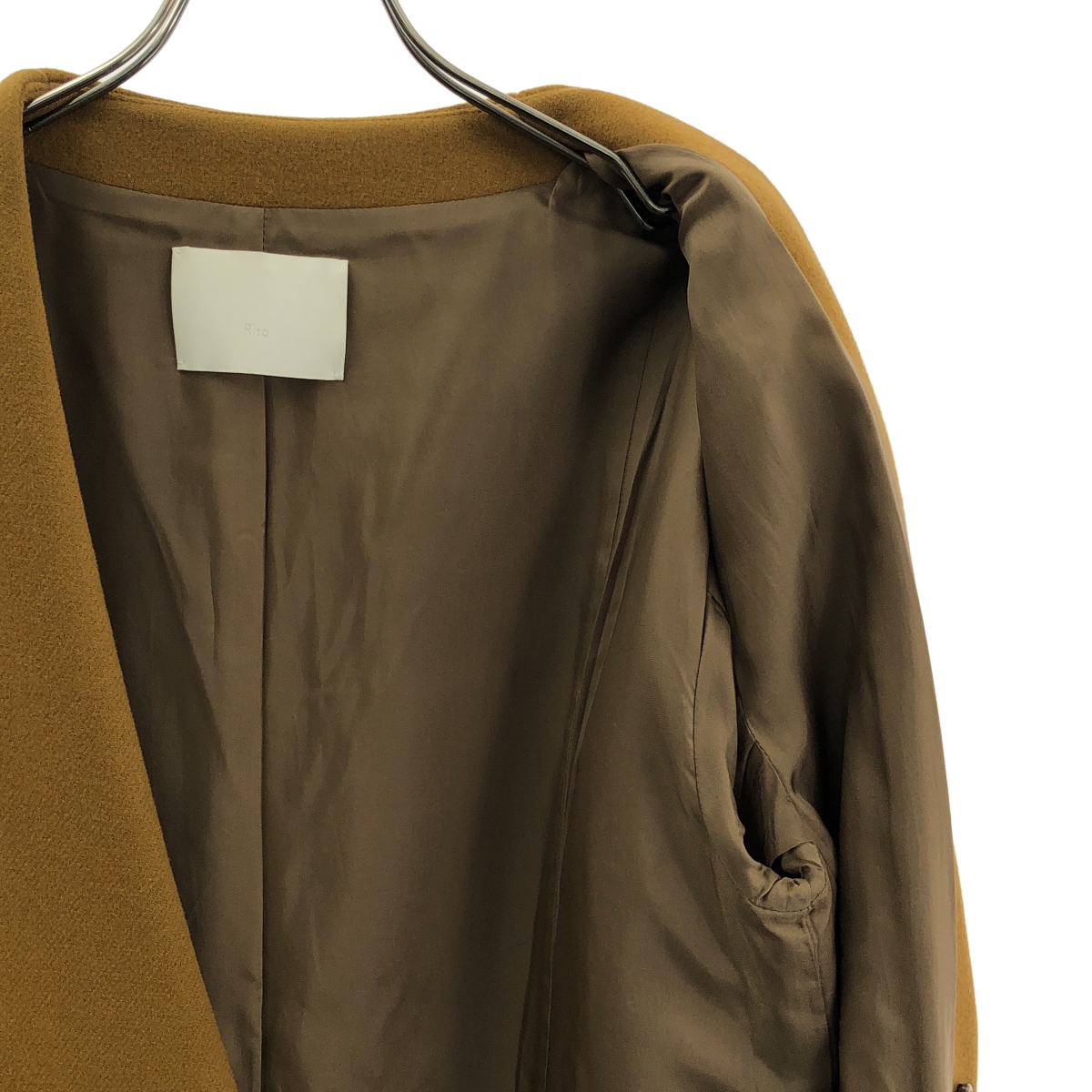 Rito / リト NO COLLAR COAT WITH DOUBLE POCKETS ウール ノーカラーコート