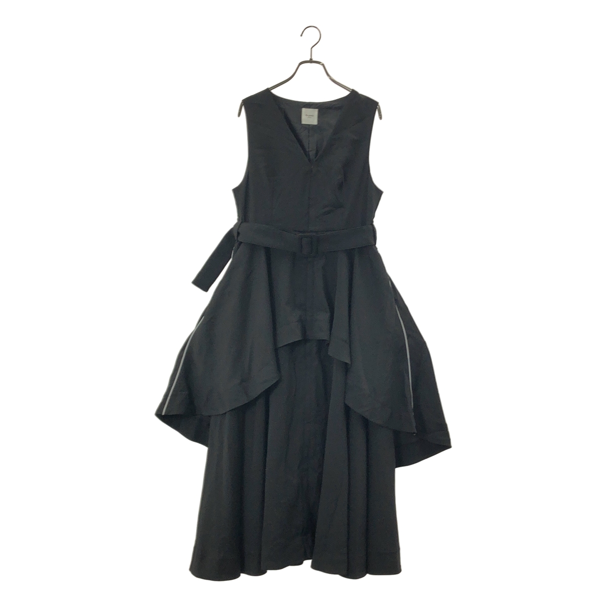 Re:poris / レポリス Ms.Louise dress / ベルテッド ノースリーブ ボリューム ドレス ワンピース / 裏地付き