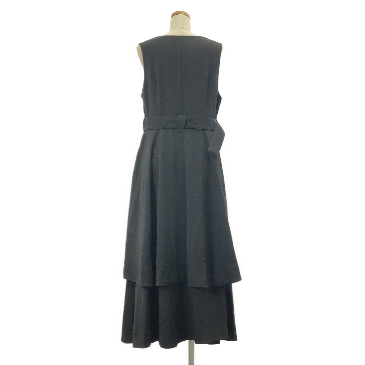 Re:poris / レポリス Ms.Louise dress / ベルテッド ノースリーブ ボリューム ドレス ワンピース / 裏地付き