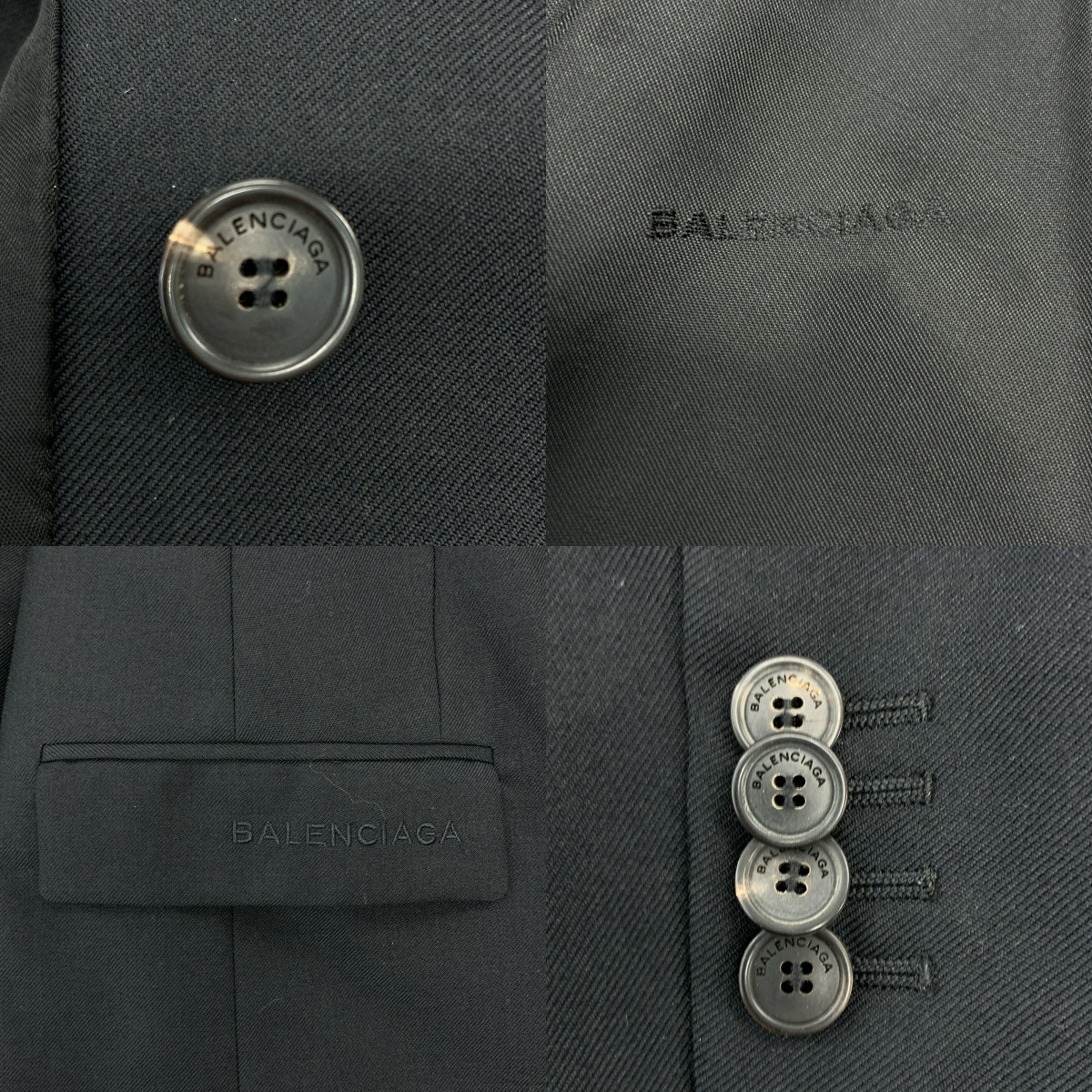 BALENCIAGA / バレンシアガ ロゴボタン シングルブレスト テーラード ジャケット / 総裏地