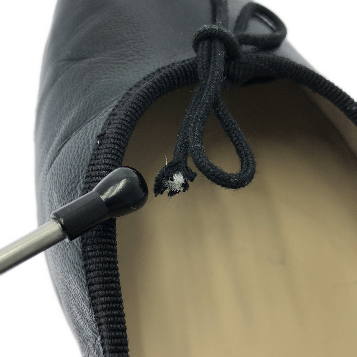 E.PORSELLI / ポルセリE レザー リボン オペラ バレエシューズ