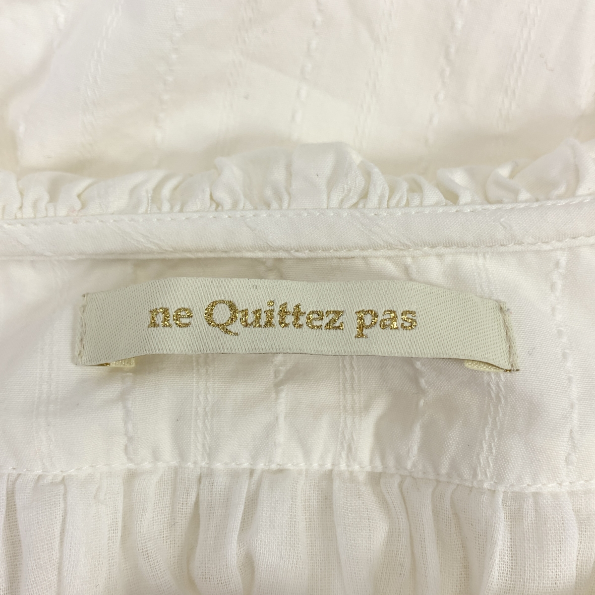 ne Quittez pas / ヌキテパ Poplin Dobby Zigzag Tape Big Collar Dress / ギャザー ボリューム ドレス ワンピース / 裏地付き