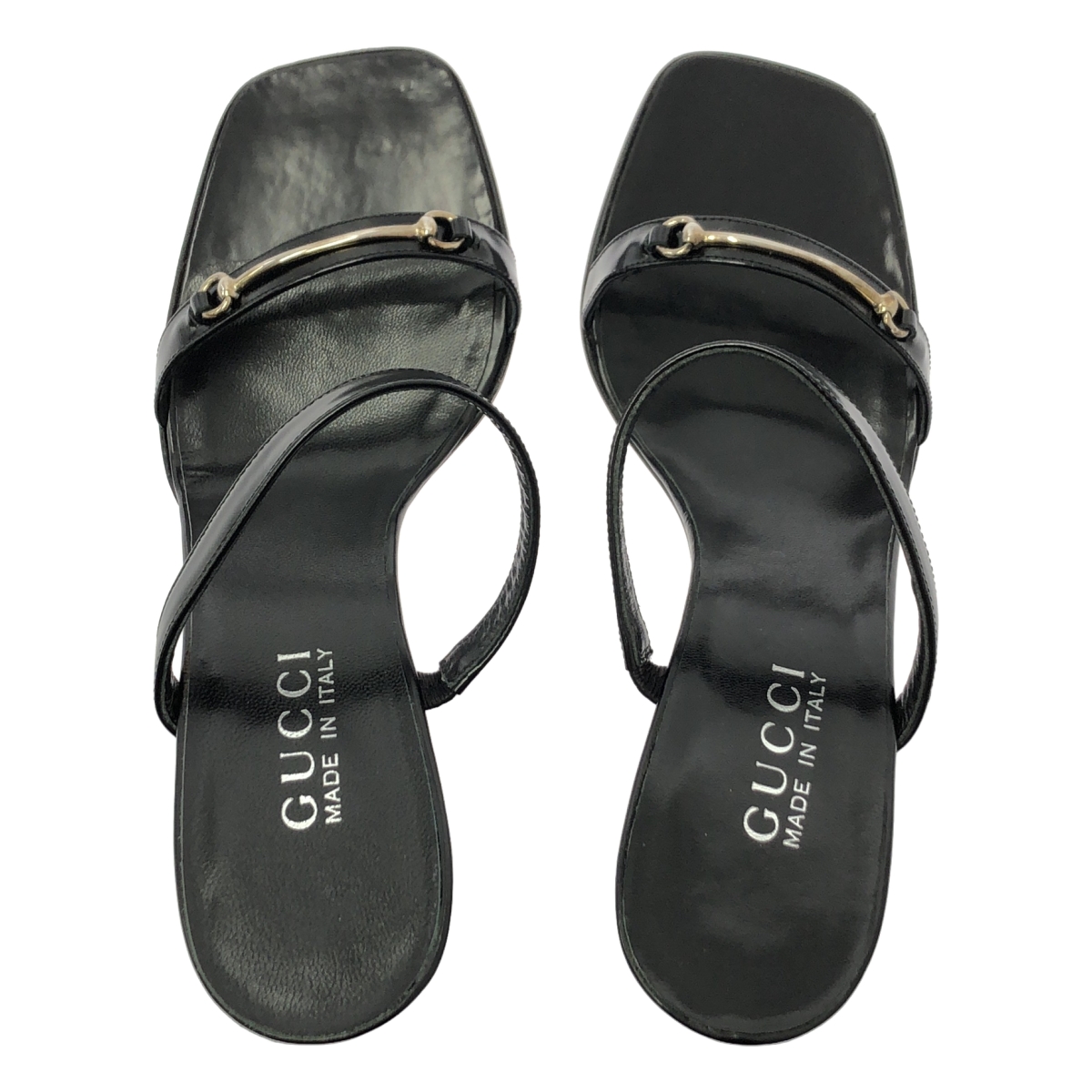 GUCCI / グッチ レザー ホースビット ヒール サンダル