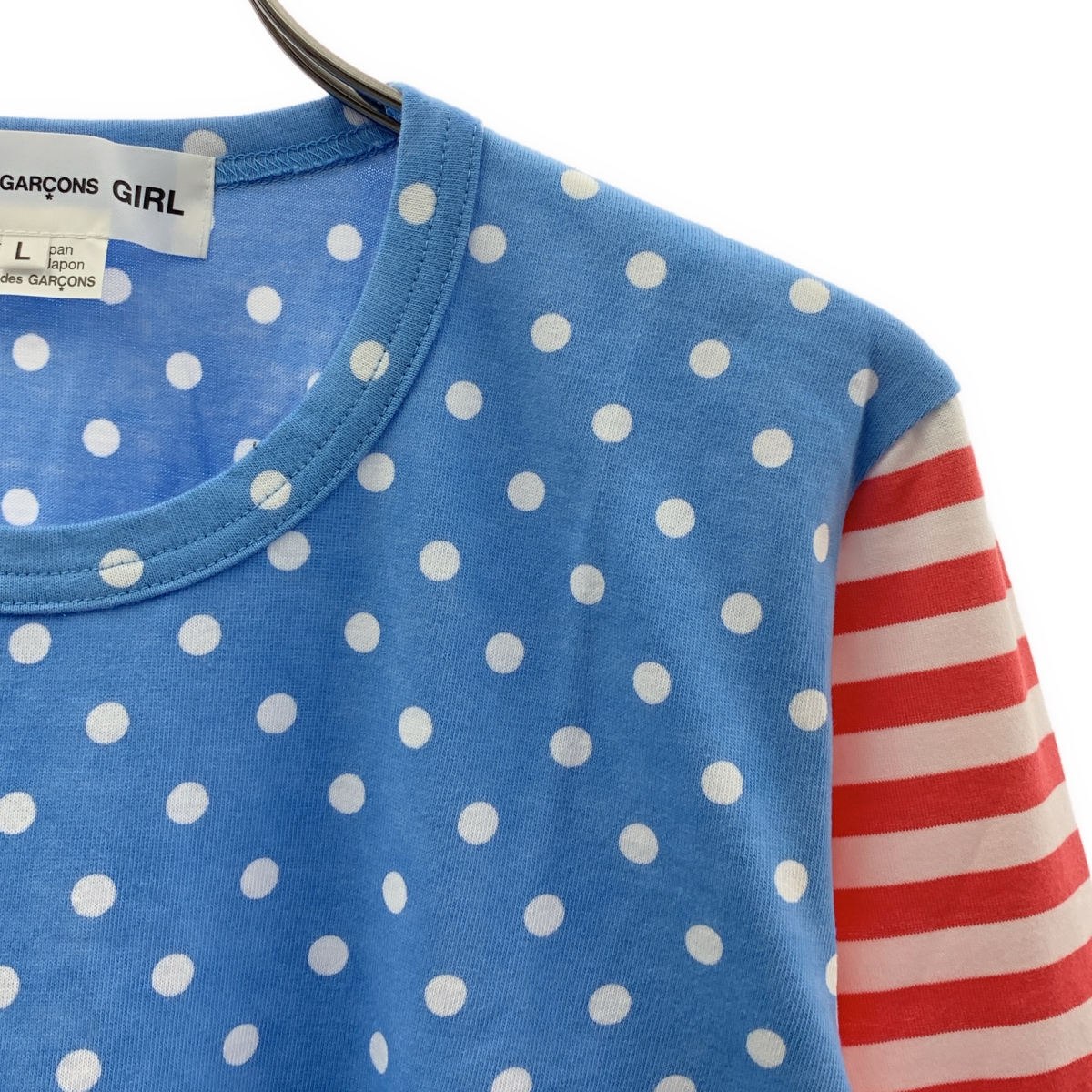 COMME des GARCONS GIRL / コムデギャルソンガール コットン ドット ボーダー 切替 カットソー