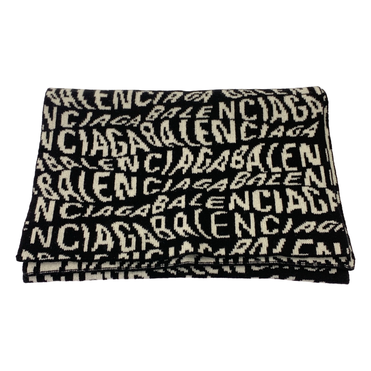 BALENCIAGA / バレンシアガ ウール ロゴウェーブ 大判マフラー