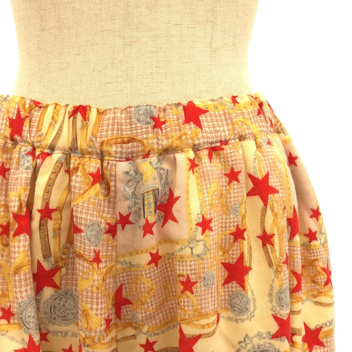 COMME des GARCONS COMME des GARCONS / コムコム 変形 立体 総柄 ドローストリング ウエストゴム スカート / 裏地付き