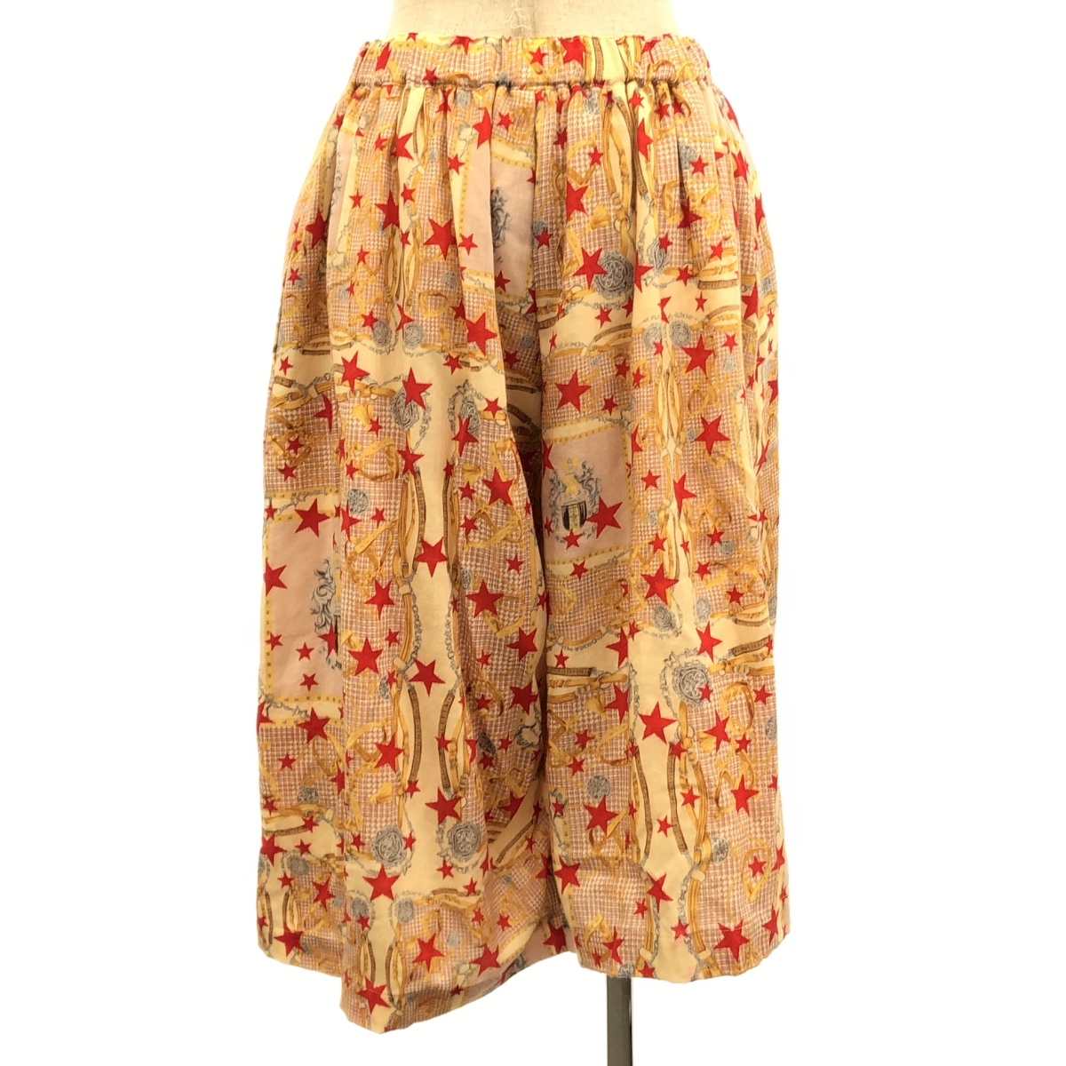 COMME des GARCONS COMME des GARCONS / コムコム 変形 立体 総柄 ドローストリング ウエストゴム スカート / 裏地付き