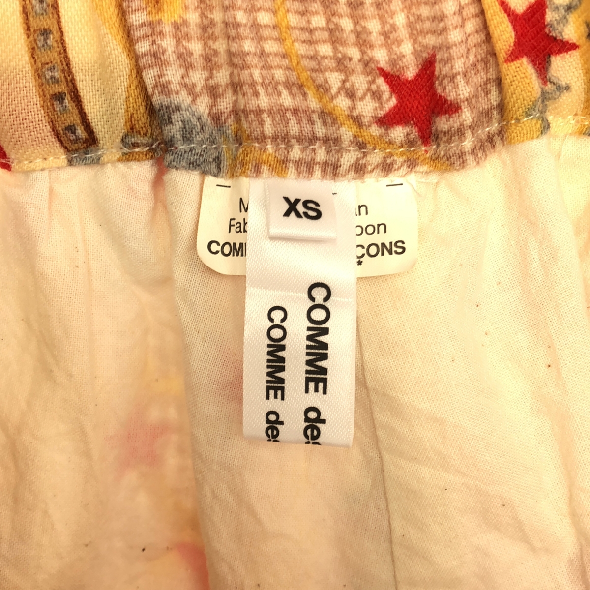 COMME des GARCONS COMME des GARCONS / コムコム 変形 立体 総柄 ドローストリング ウエストゴム スカート / 裏地付き