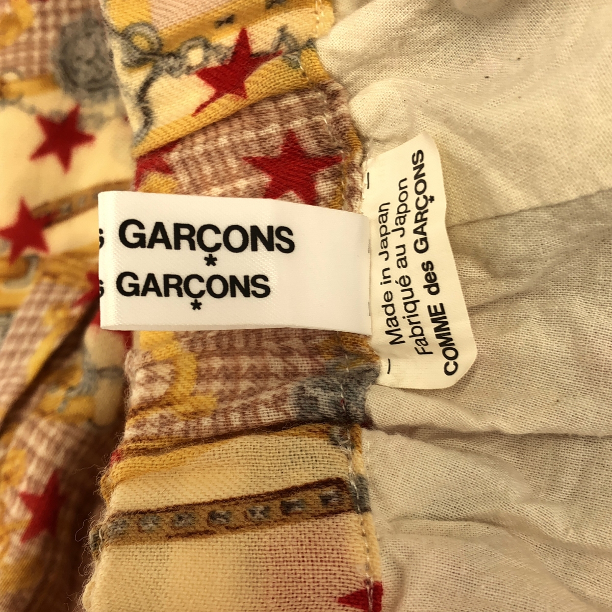 COMME des GARCONS COMME des GARCONS / コムコム 変形 立体 総柄 ドローストリング ウエストゴム スカート / 裏地付き