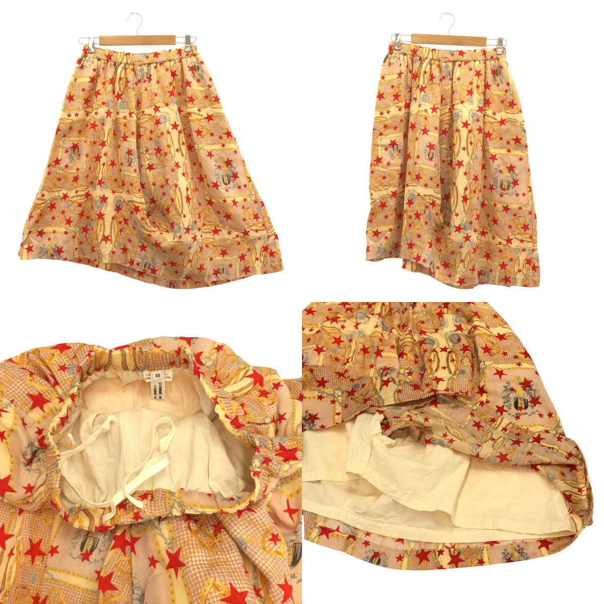 COMME des GARCONS COMME des GARCONS / コムコム 変形 立体 総柄 ドローストリング ウエストゴム スカート / 裏地付き