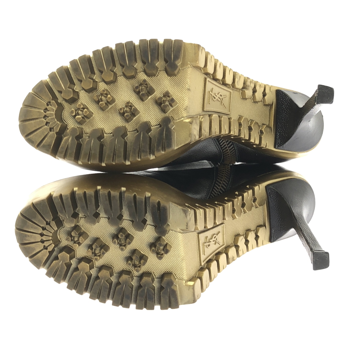 YVES SAINT LAURENT rive gauche / イヴサンローランリヴゴーシュ レザー サイドジップ ヒール ショートブーツ