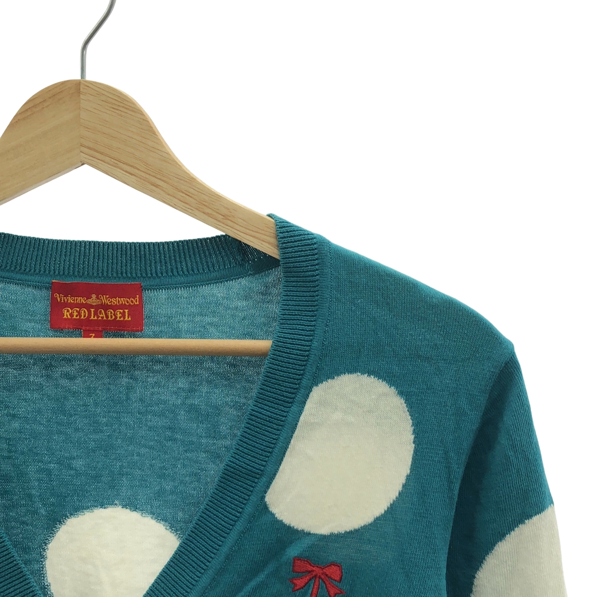 VIVIENNE WESTWOOD RED LABEL / ヴィヴィアンウエストウッドレッドレーベル コットン ロゴ 刺しゅうドット ニットカーディガン