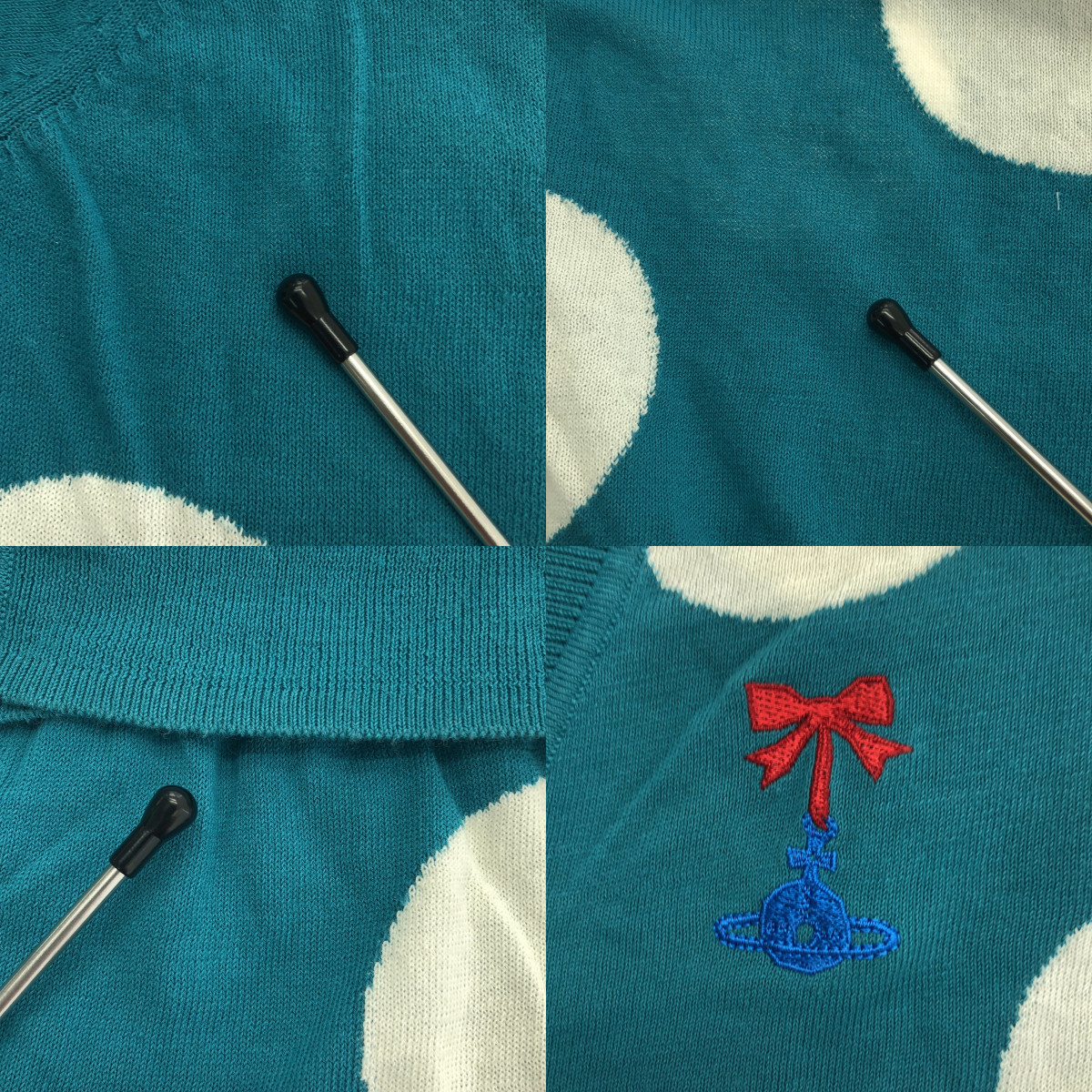 VIVIENNE WESTWOOD RED LABEL / ヴィヴィアンウエストウッドレッドレーベル コットン ロゴ 刺しゅうドット ニットカーディガン