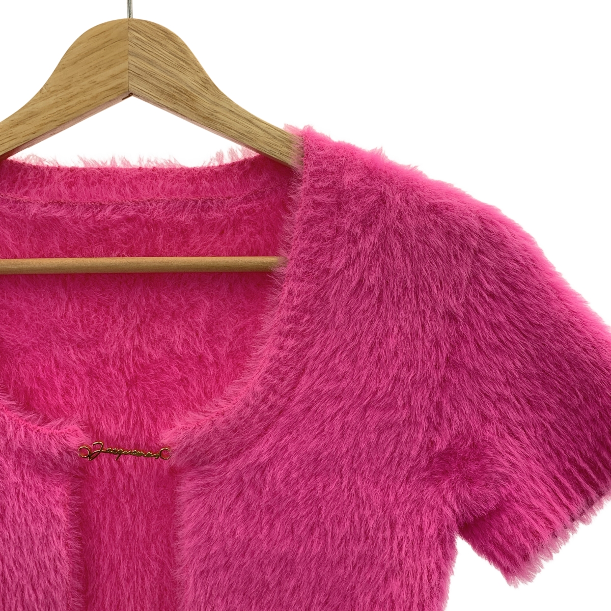 JACQUEMUS / ジャックムス La Mille Neve シャギー ロゴプレート プルオーバー 半袖ニット ボレロ