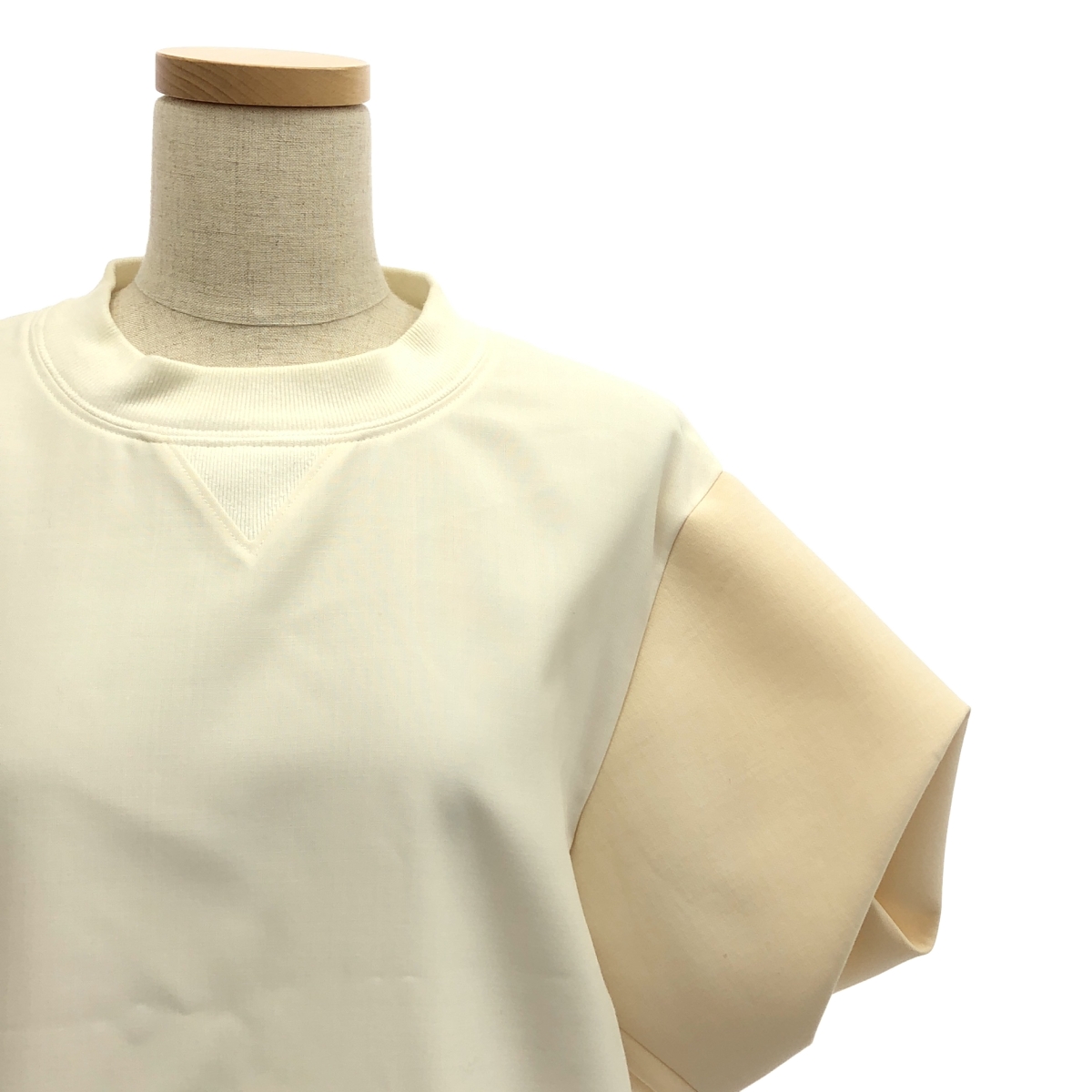 sacai / サカイ 異素材 切替 ドッキング ボリュームスリーブ スウェット トレーナー ブラウス