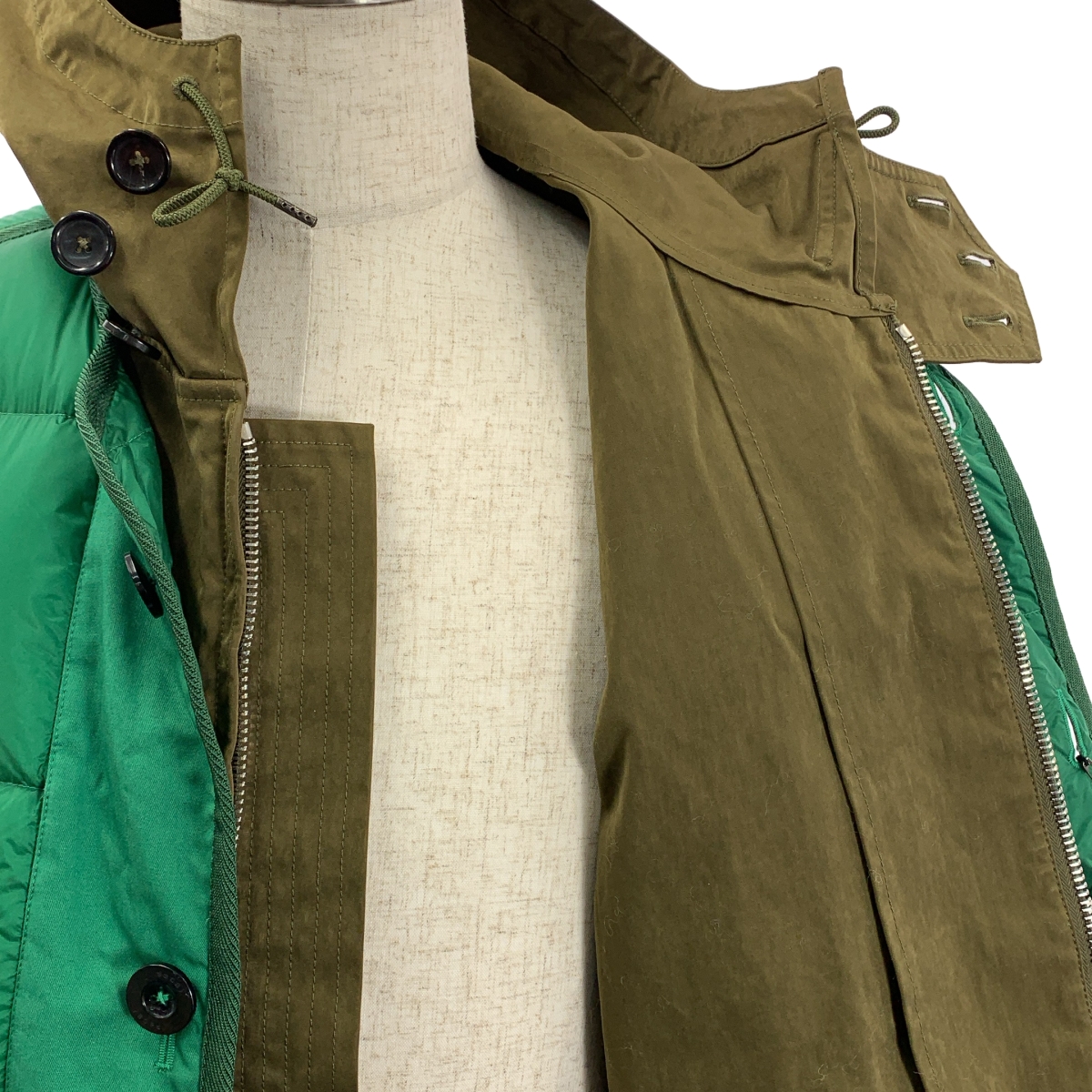 sacai / サカイ ×Ten c Down Jacket / バイカラー ドッキング サイドジップ ダウンジャケット フーディ