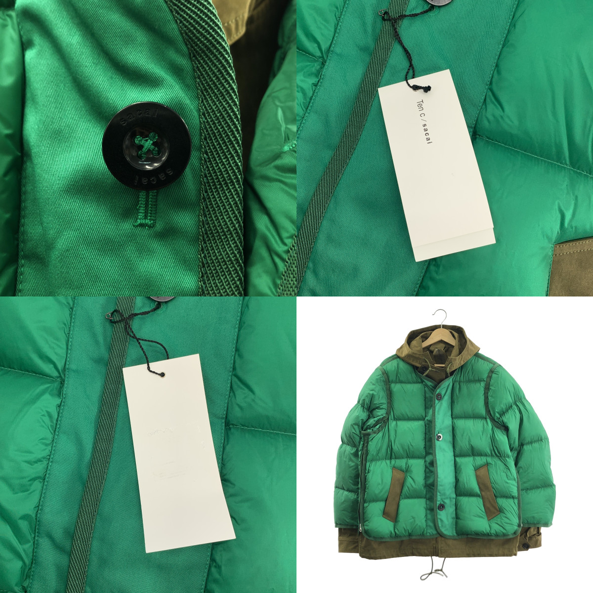 sacai / サカイ ×Ten c Down Jacket / バイカラー ドッキング サイドジップ ダウンジャケット フーディ