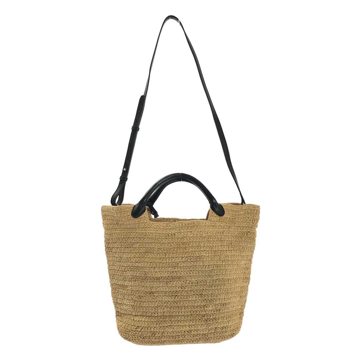 Helen Kaminski / ヘレンカミンスキー 2way ショルダー付き レザー 切替 リーフチャーム カゴ ハンドバッグ