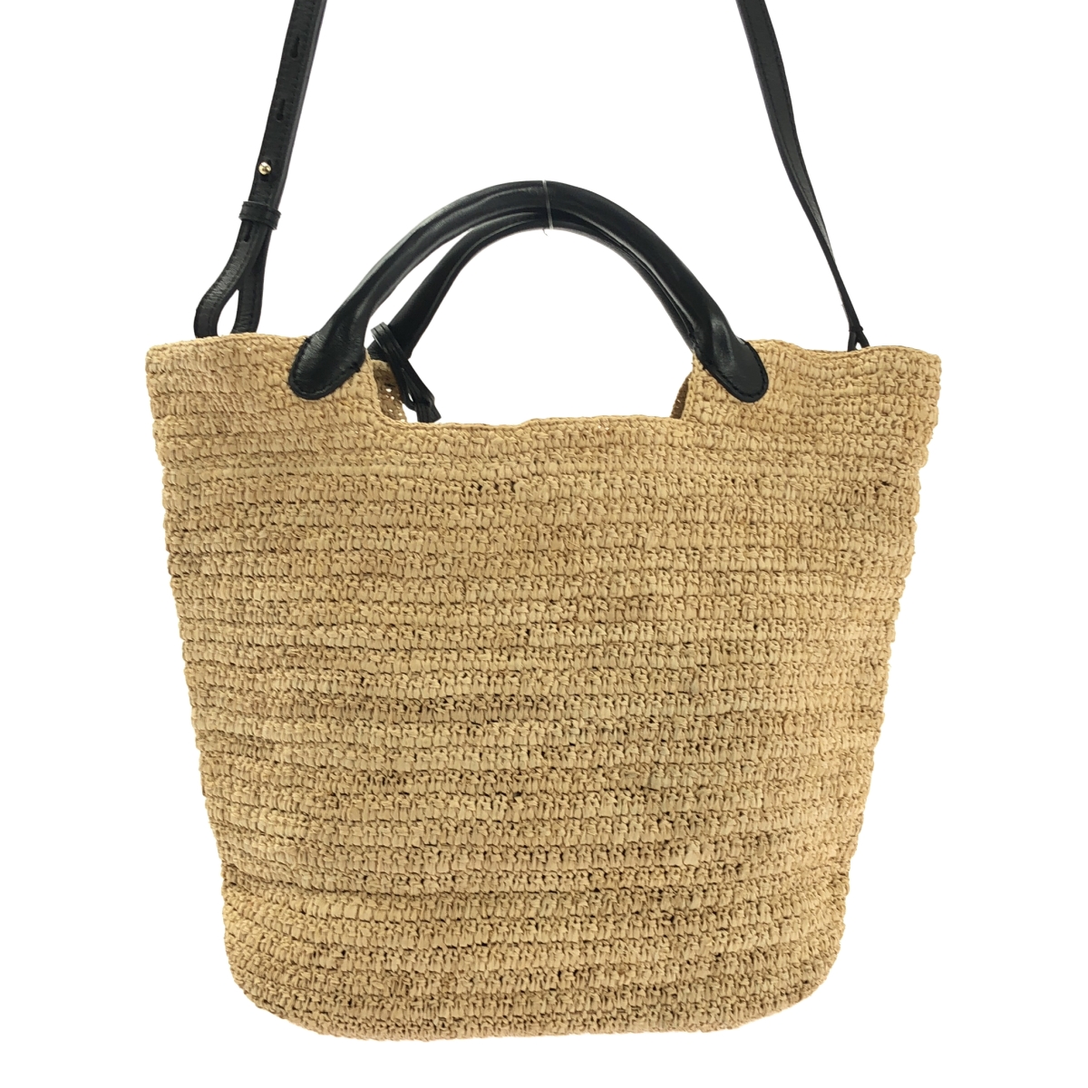 Helen Kaminski / ヘレンカミンスキー 2way ショルダー付き レザー 切替 リーフチャーム カゴ ハンドバッグ