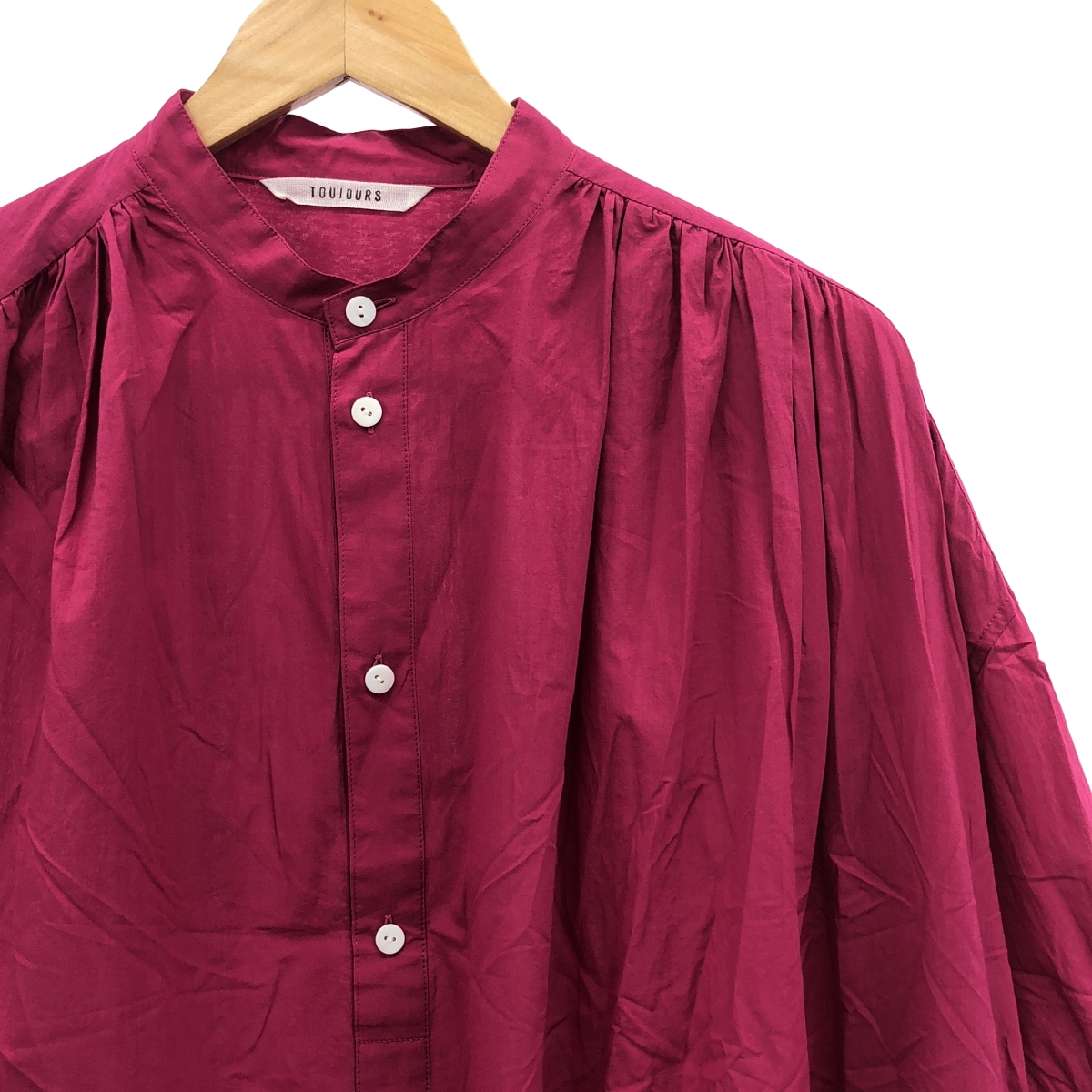 TOUJOURS / トゥジュー コットン バンドカラー シャツ ワンピース