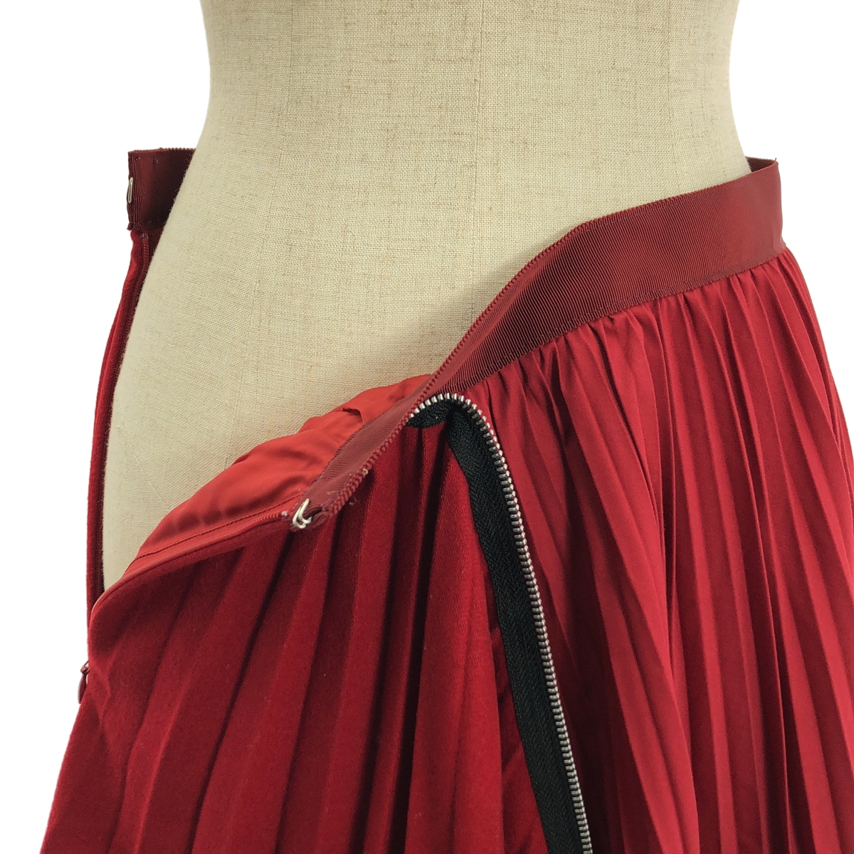 sacai / サカイ Zip Detail Pleated Skirt / 異素材 切替 プリーツ レイヤード スカート