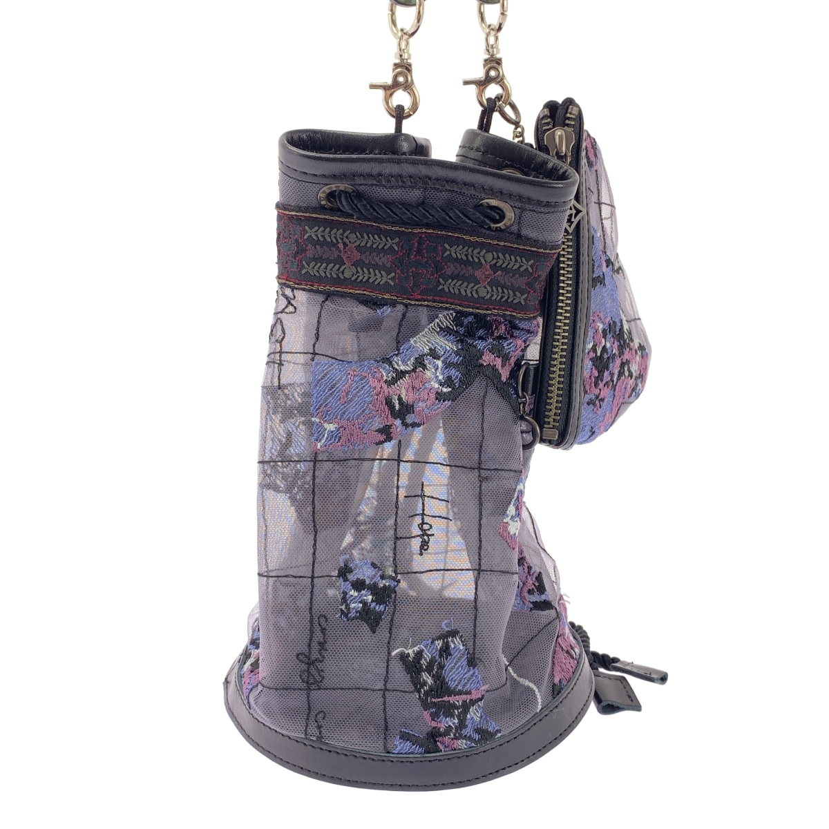 その他 ポーチ付き エンブロイダリー レース 巾着 ショルダーバッグ