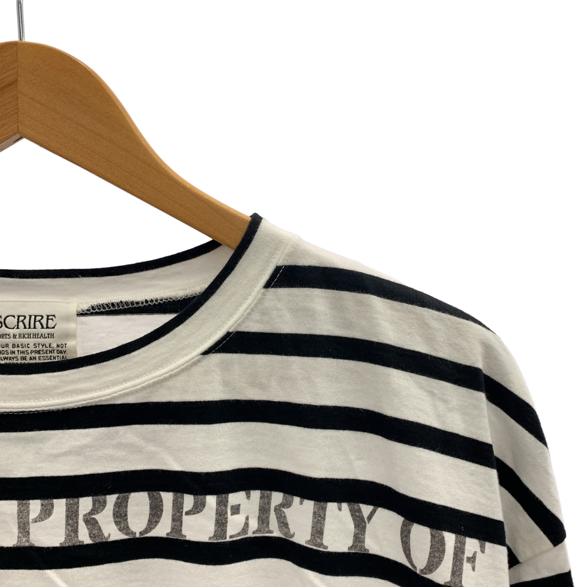 INSCRIRE / アンスクリア コットン ボーダー ロゴ クルーネック オーバー カットソー
