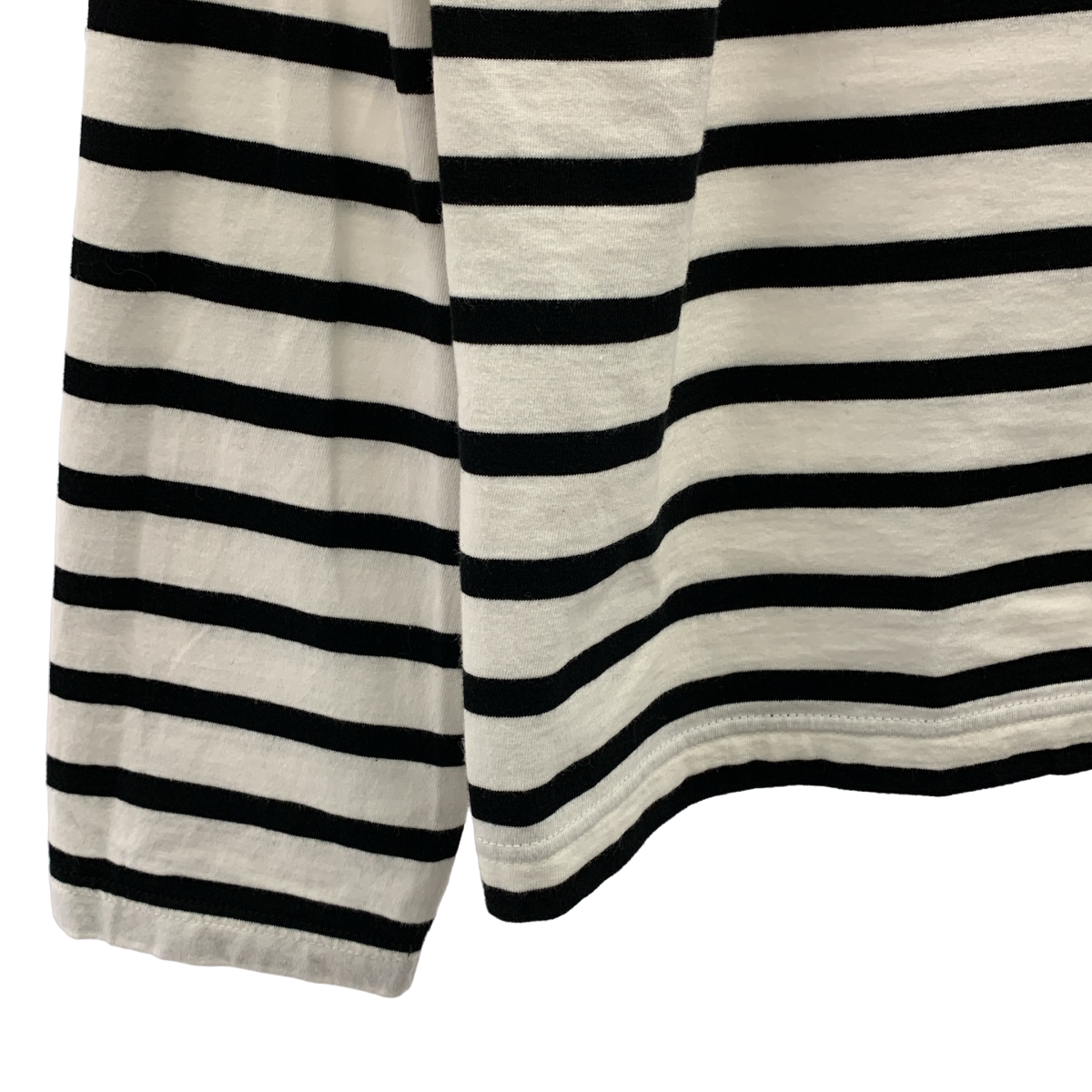 INSCRIRE / アンスクリア コットン ボーダー ロゴ クルーネック オーバー カットソー