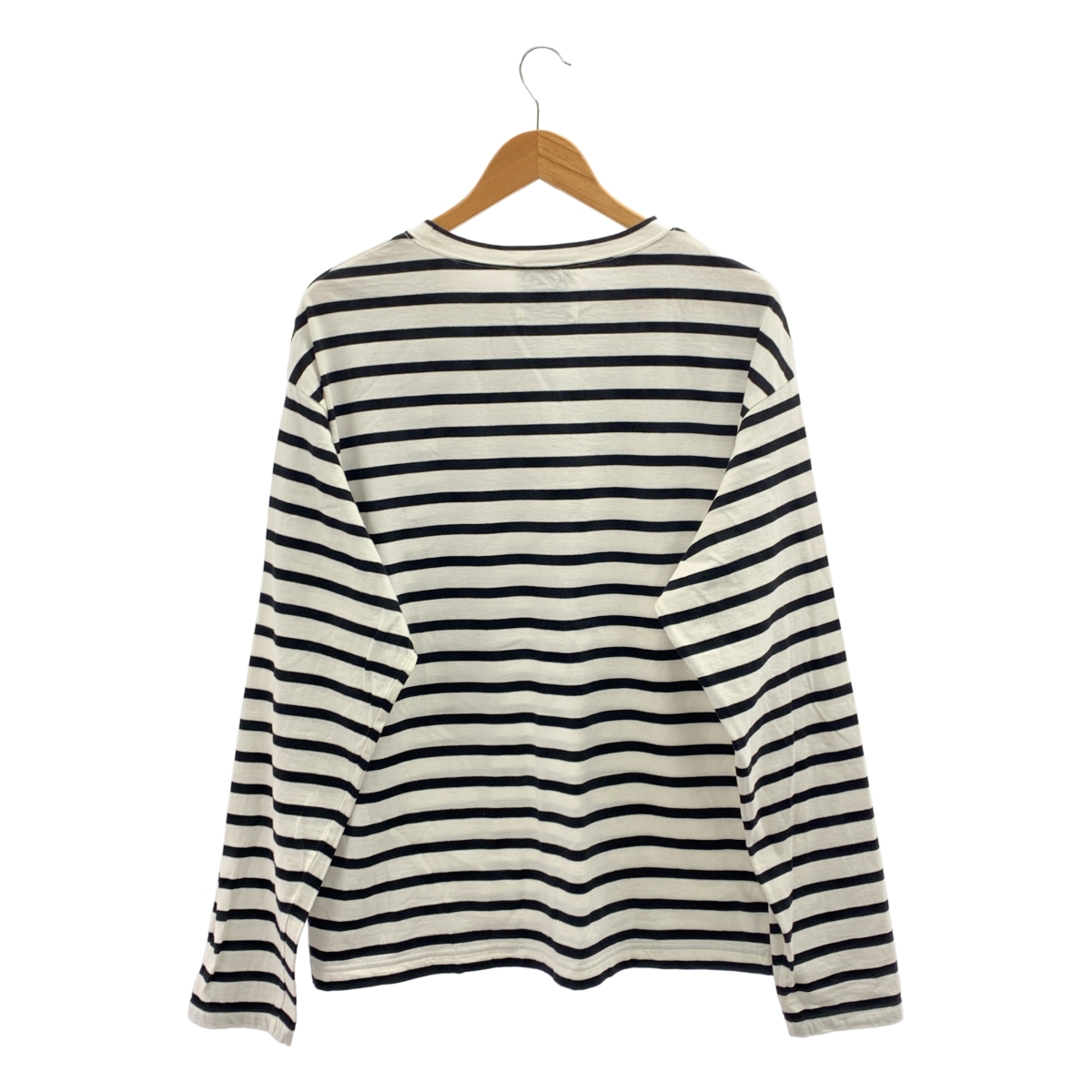 INSCRIRE / アンスクリア コットン ボーダー ロゴ クルーネック オーバー カットソー